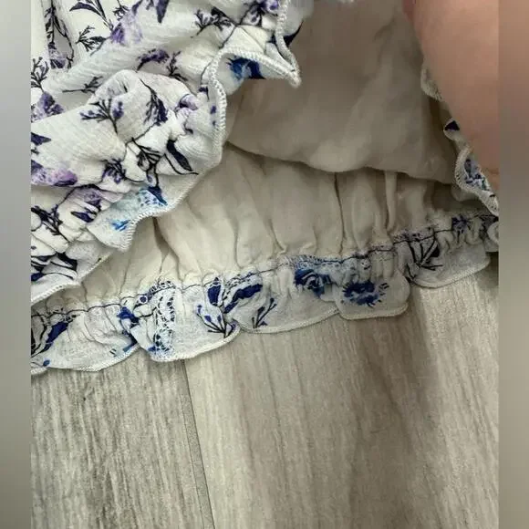 Free People Rose Valley White Floral Off Shoulder Crop Blouse Top- Size Medium - Picture 6 of 9